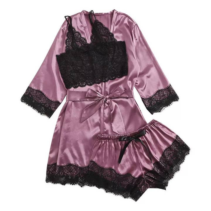 SALINA TRADING INC - Wholesale Sleepwear set – Women's - Women Elegant Sexy Lace Satin Pajamas Set