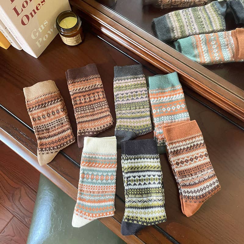 Tourtiwi - Wholesale Socks - Women's - Women's retro ethnic style striped socks8