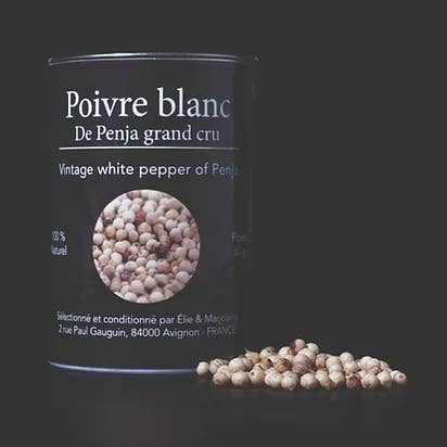 Poivre Blanc de Penja Grand Cru Emballage recyclable 60 gr pour la vente par ELIE & MARJOLAINE