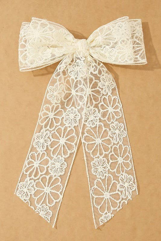 JOSSLYN by wall to wall - Wholesale Hair Bow - Women's - PRETTY ORGANZA FLORAL LACE BOW RIBBON HAIR CLIPS | 40H9231