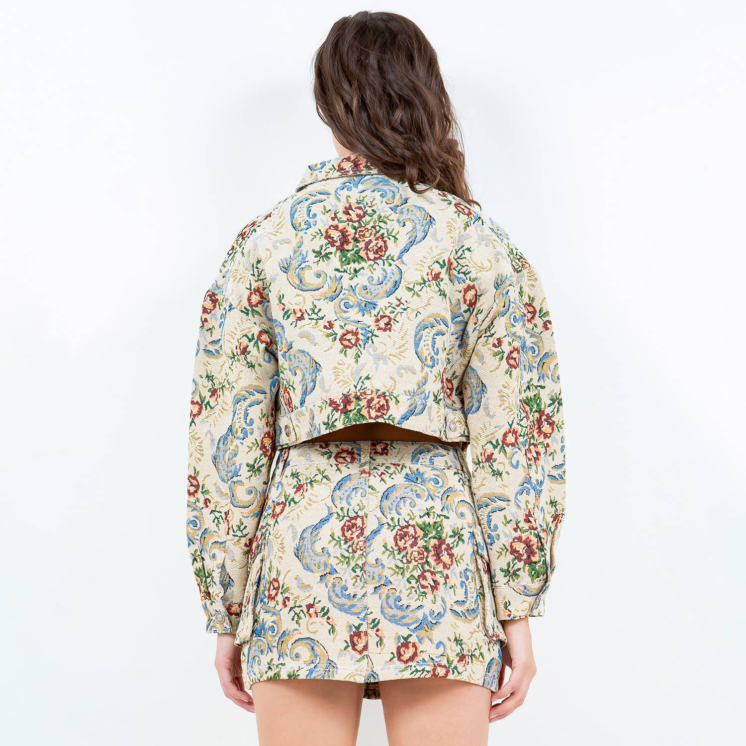 MULTI COLOR JACQUARD WEAVE CROPPED JACKET-RJK5925 for wholesale on Faire2