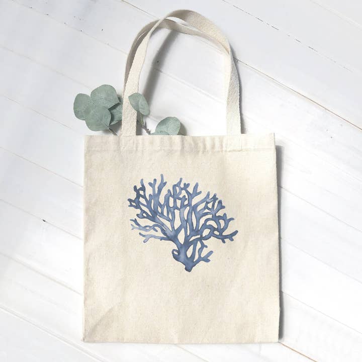 Blue Coral - Canvas Tote Bag for wholesale by Cottage Shore