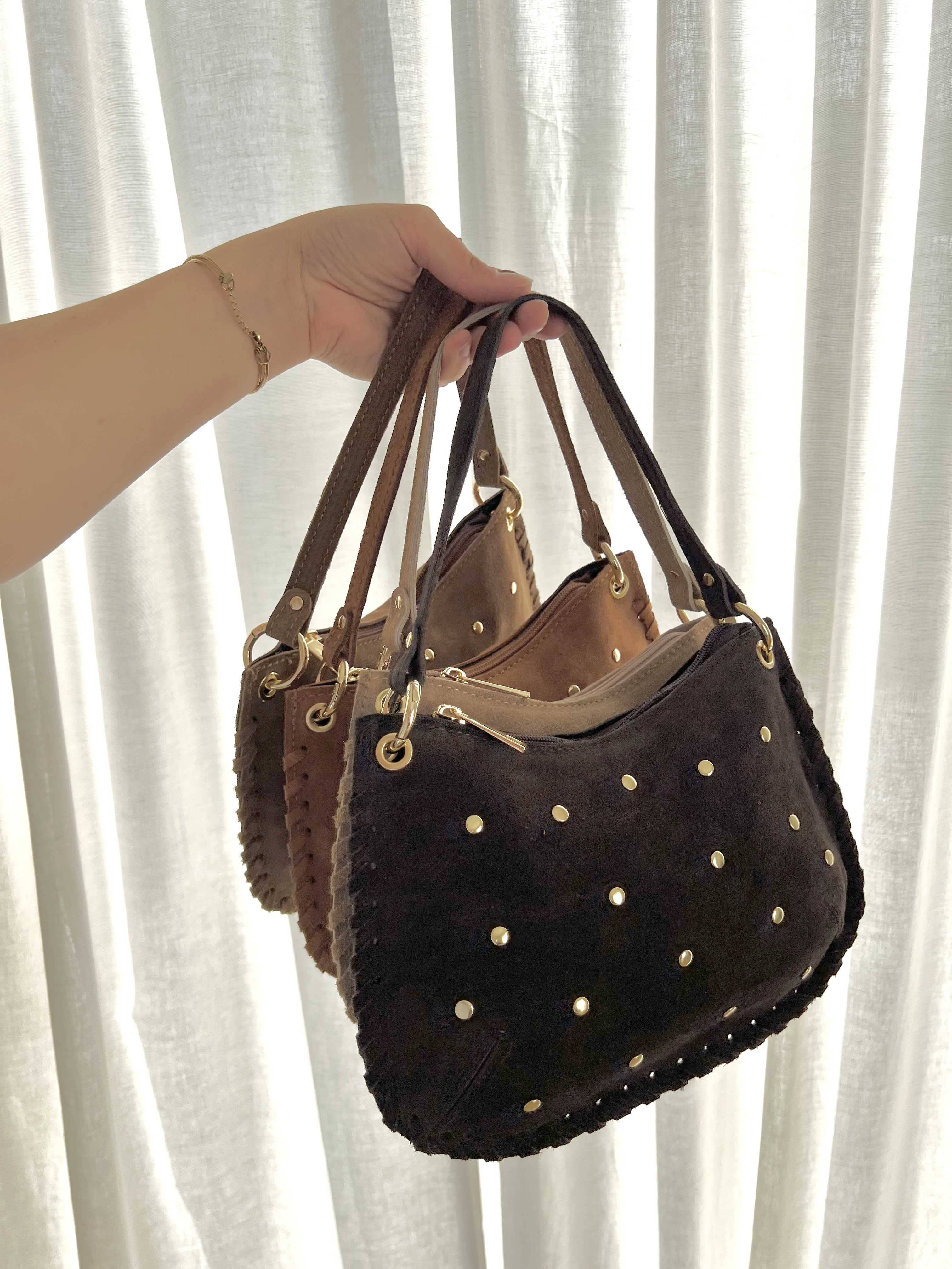 Anais - Vendita all'ingrosso Tracolla - Donna - Borsa a spalla Anna 61001 in pelle scamosciata con borchie3