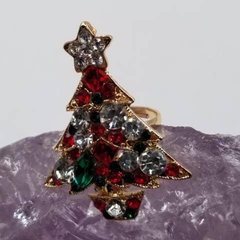 Bague Arbre de Noël en Strass pour la vente par magnolia jewelry