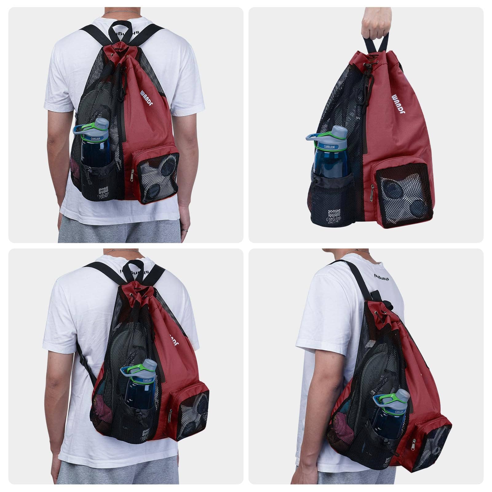 wandf - Wholesale Beach Bag - WANDF Mesh Drawstring Backpack with Wet Pocket Beach Bag92