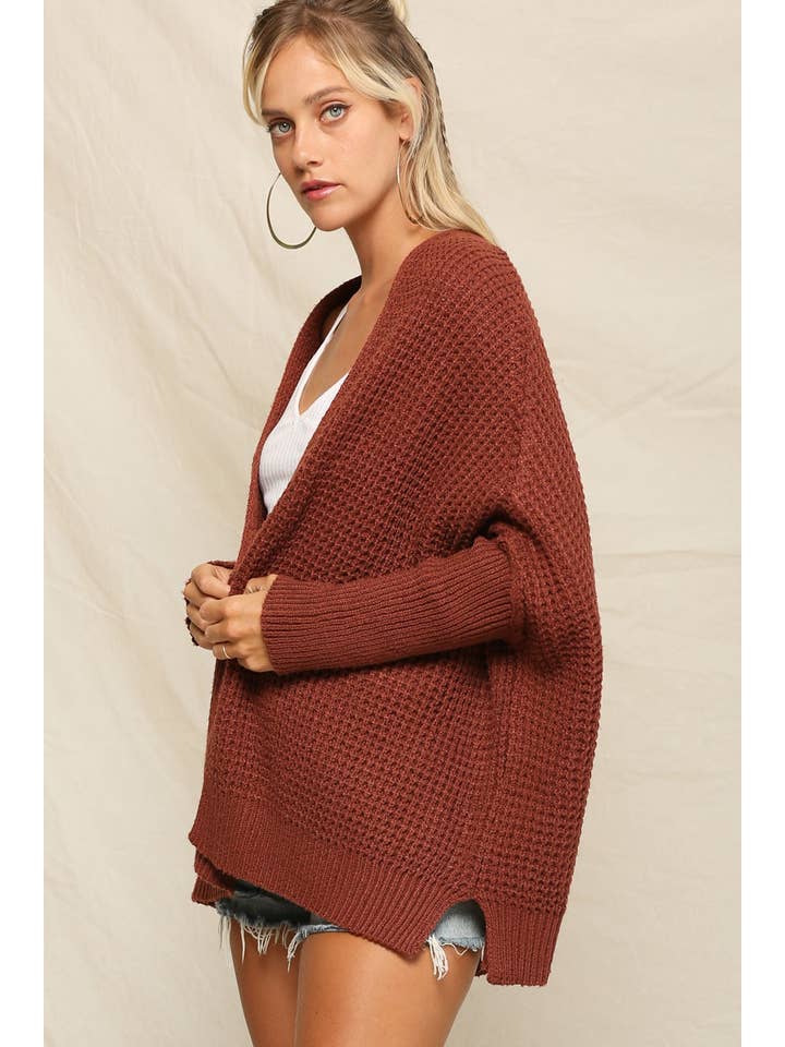 KyeMi - Wholesale Cardigan - Women's - Versatile Waffle-Stitch Open Front Cardigan11