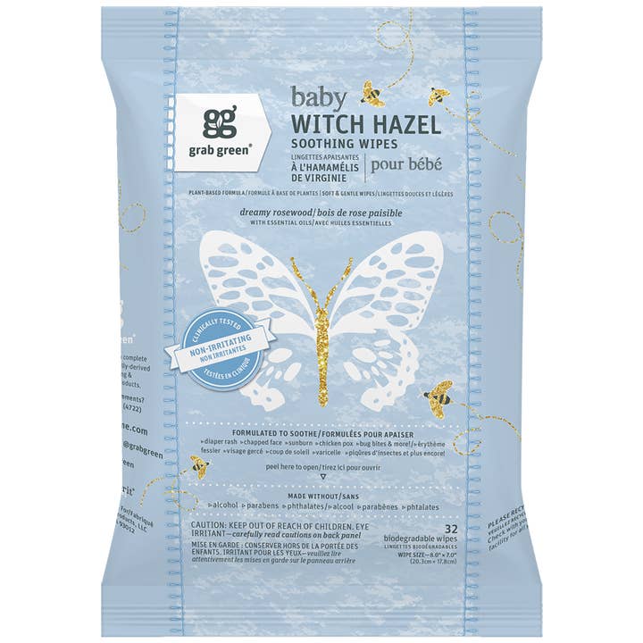 Grab Green - Wholesale Face & Body Wipes - Baby - Baby Witch Hazel Wipes Rosewood 32 Sheets