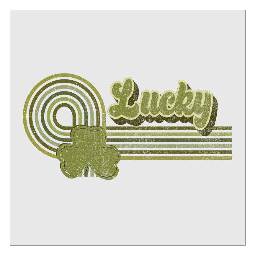 Flawless Transfers - Wholesale Sublimation Transfer - Lucky Retro With Shamrock DTF Transfer0