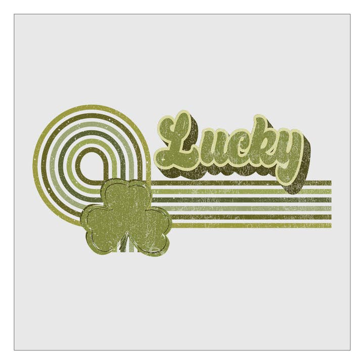 Flawless Transfers - Wholesale Sublimation Transfer - Lucky Retro With Shamrock DTF Transfer