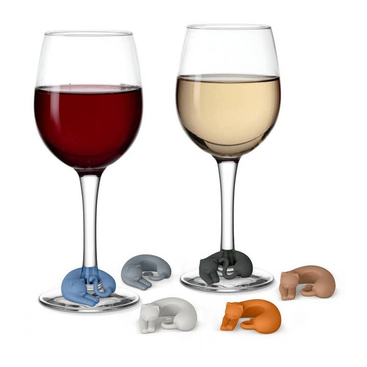 Fred & Friends - Wholesale Wine/Cocktail Glass Markers - Wine Lives - Cat Drink Markers