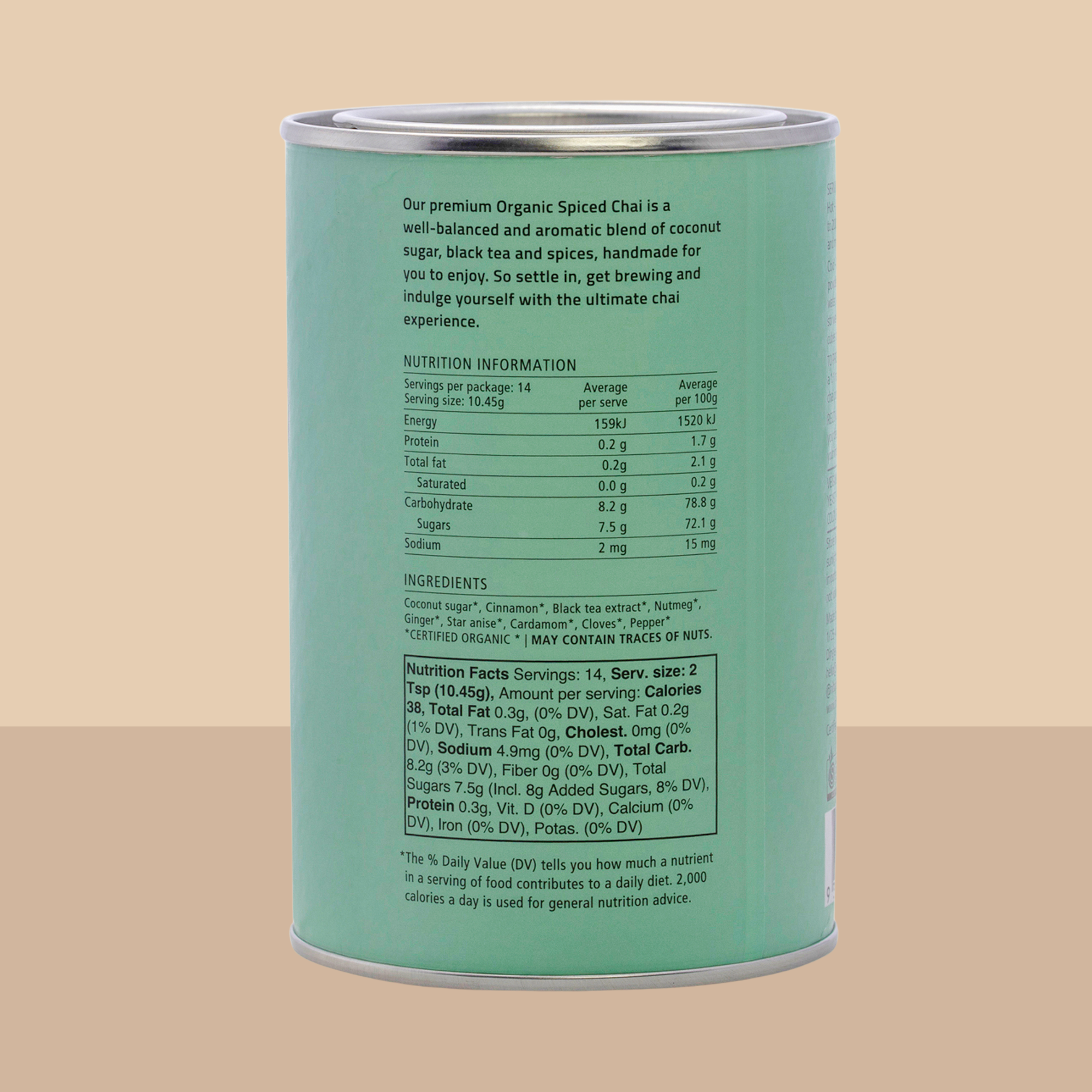 Prana Chai - Wholesale Hot Cocoa Mix/Kit - 150g Organic Spiced Chai Powder
1