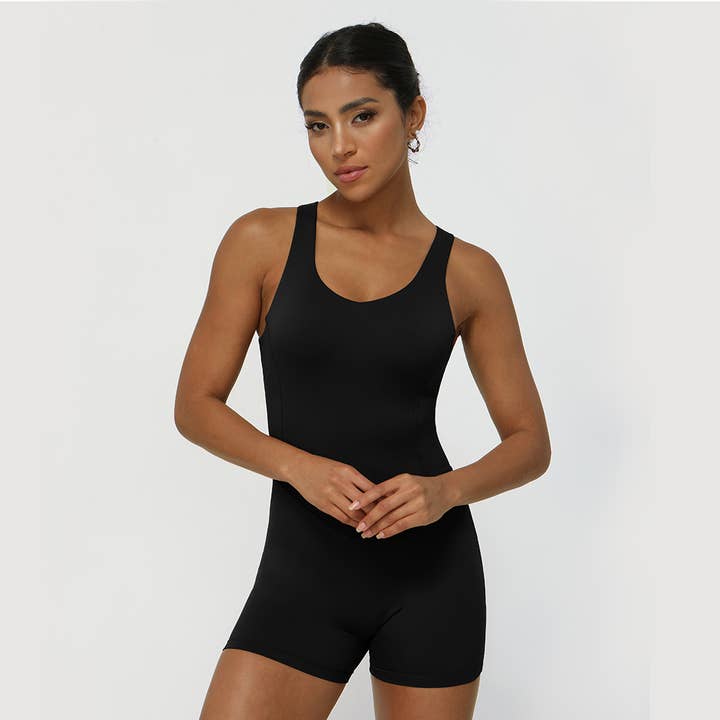 Sodalemon - Wholesale Unitard - Women's - High Stretch Athletic Yoga Backless One Piece Sport Jumpsuit
