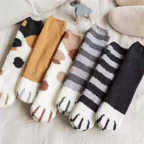 Gohobi （We cover U.S. import duties） – wholesale Socks – Women's – Gohobi Cat Paw Coral Fleece Socks11