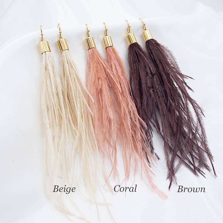 UBNY Collection - Wholesale Tassel Earrings - Feather Earrings• Bohemian feather earrings• Ostrich Feather