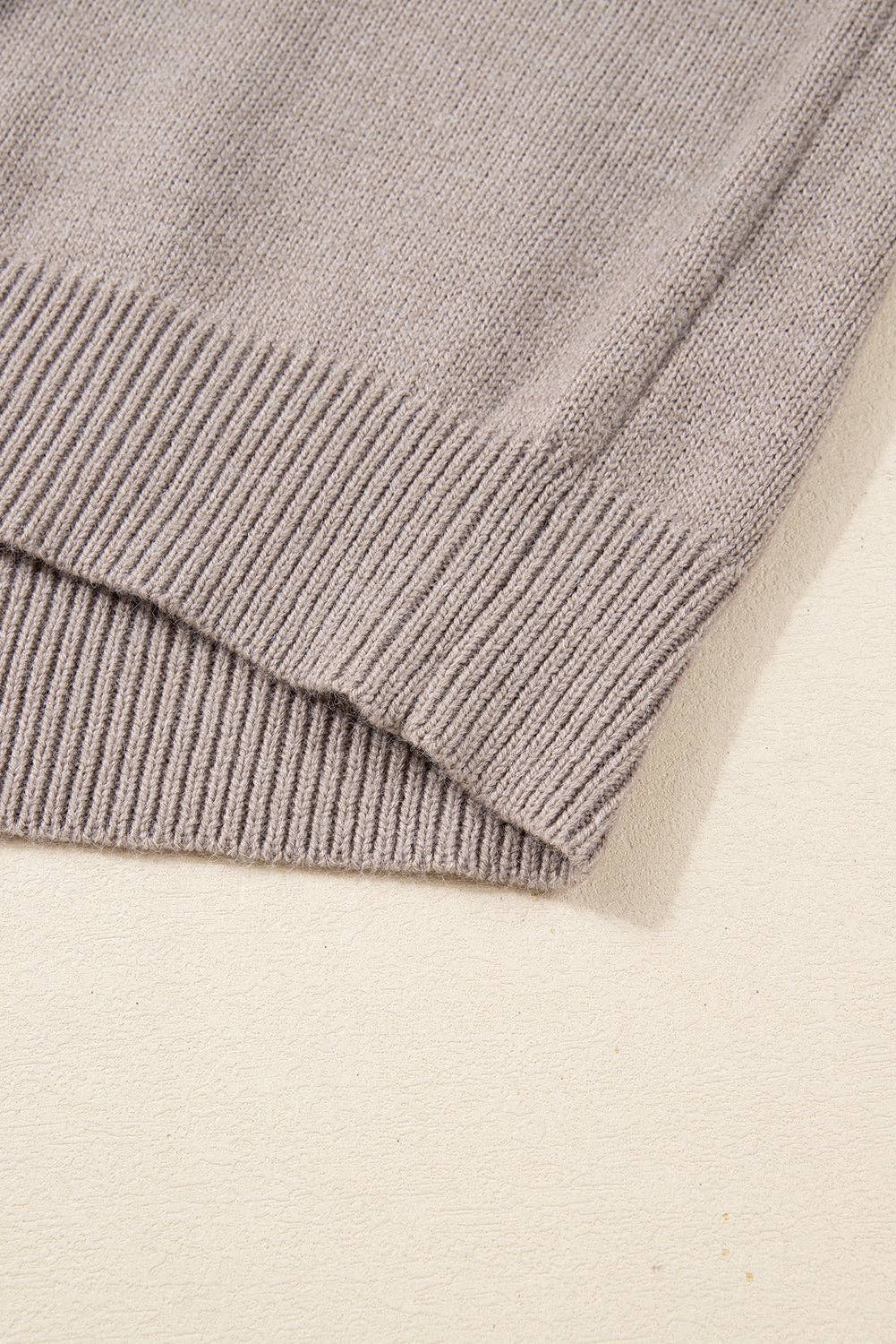 Simply Taupe Floral Embroidered Sleeve Round Neck Sweater for wholesale on Faire3