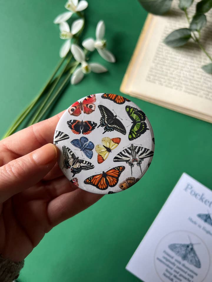 Butterfly Pocket Mirror for wholesale by Tansy Moore