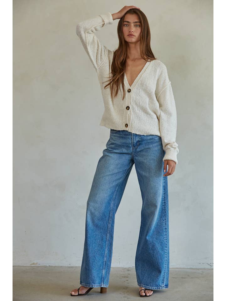 Ivory W1546 | Knit Sweater Button Down Cardigan for wholesale on Faire1