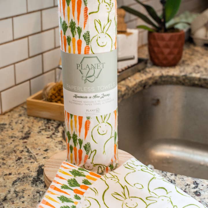 Essuie-tout réutilisables - Lapins & Carottes pour la vente par Planet B, Inc.