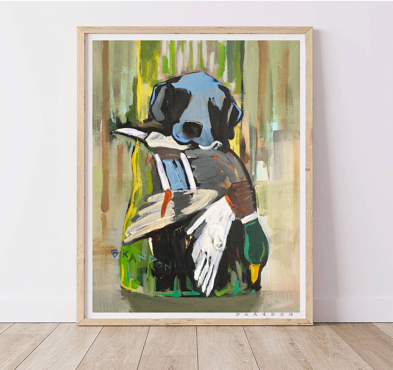 Brandon Art Co - Wholesale Art print - Black Lab on a Mossy Tree by Brandon Thomas | Archival-Quality Giclee Art Print