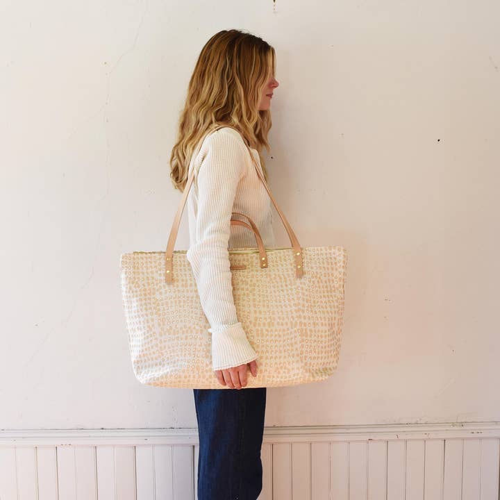Wallpaper + White Double Dot E Weekender Bag for wholesale by Erin Flett