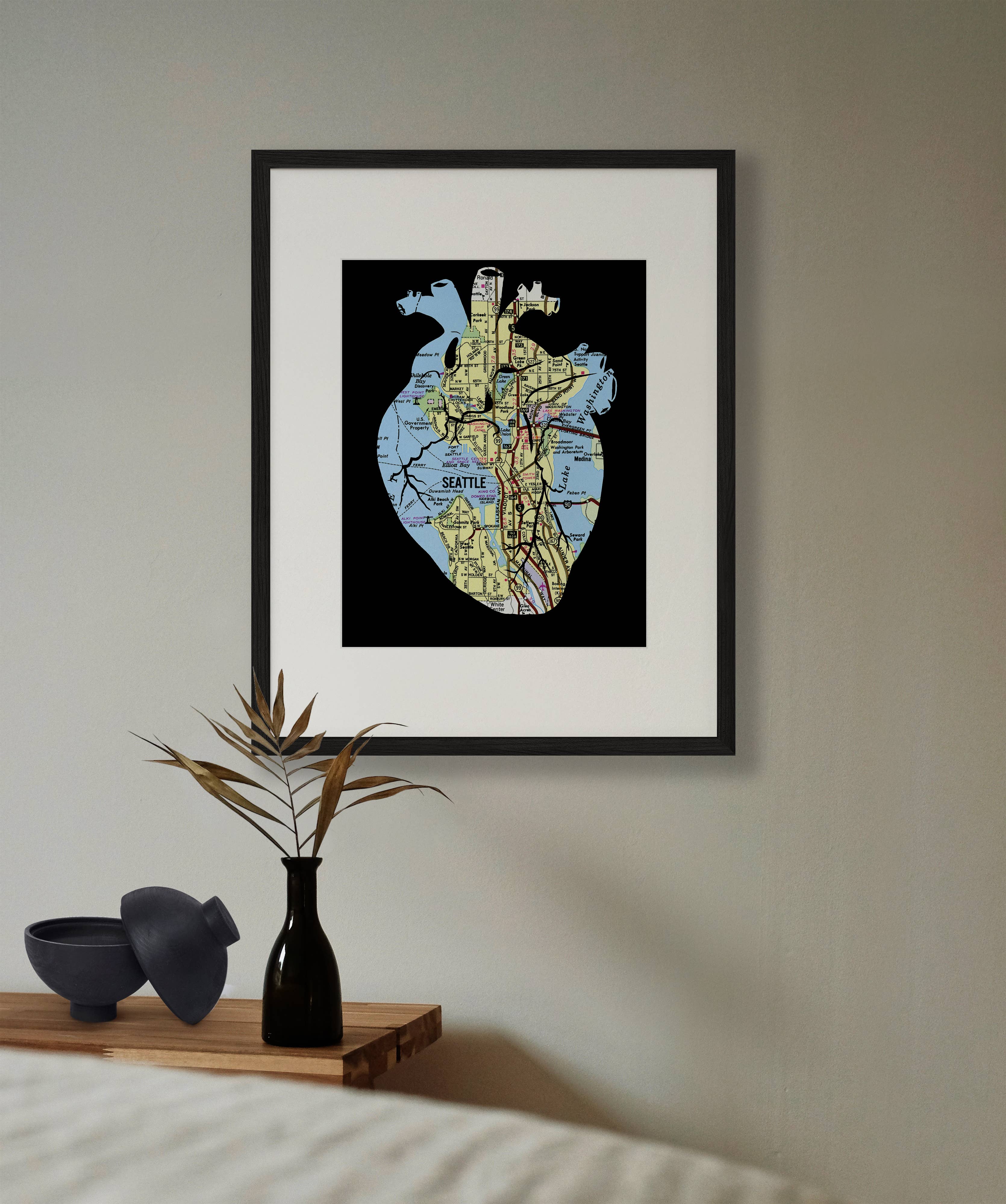 Granny Panty Designs - Wholesale Art Print - Heart Of Seattle Map Art Print3