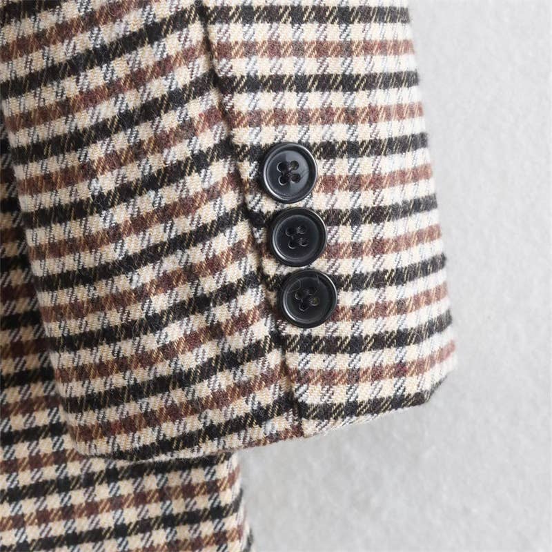 COFFEE British-Inspired Houndstooth Blazer for wholesale on Faire3