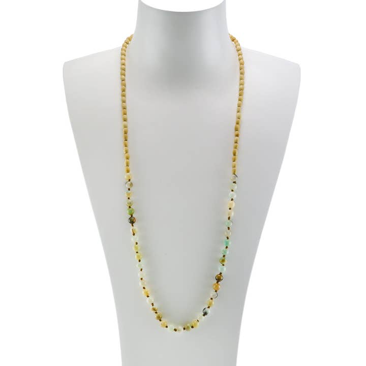 Collar de piedra natural con cuentas de madera para venta al por mayor de NY Jewelry House