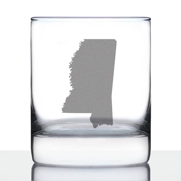 bevvee - Wholesale Cocktail/Liquor Glass - Mississippi Whiskey Rocks Glass - Mississippians Gifts0