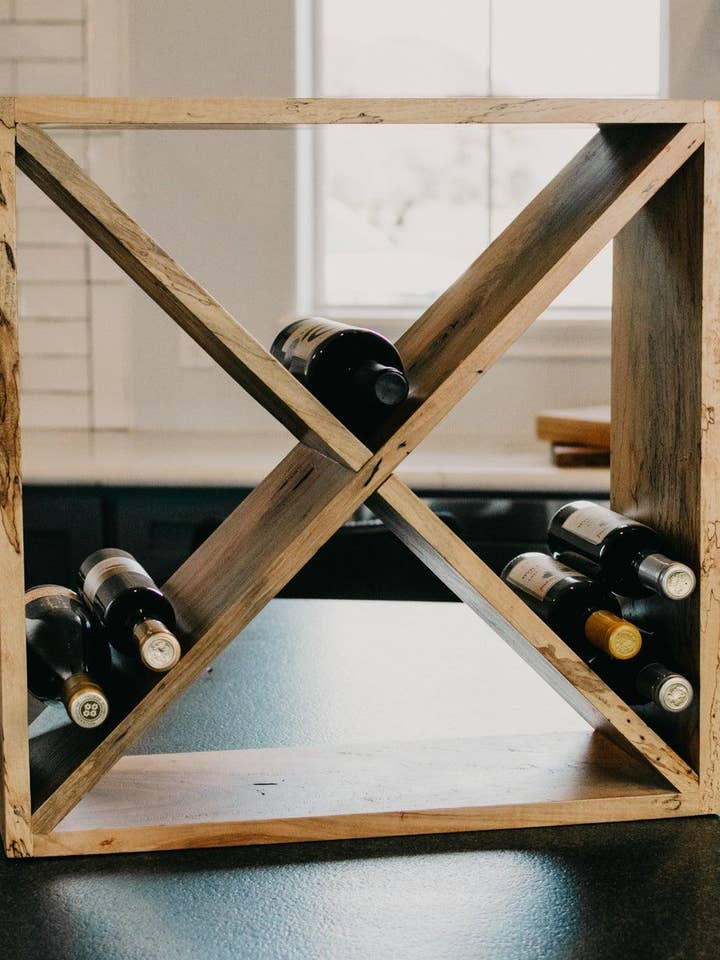 Texas Pecan Wood Wine Rack for wholesale by Tin Roof Kitchen & Home