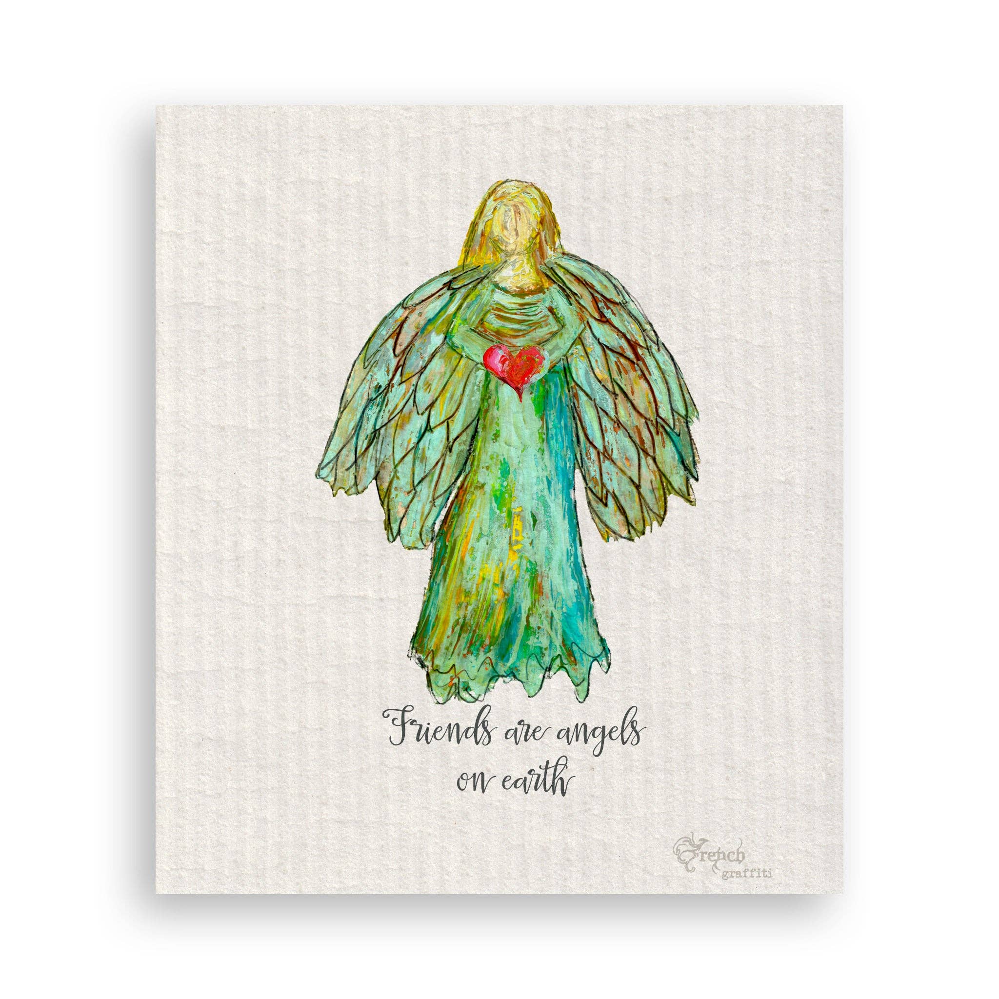 French Graffiti - Wholesale Tea Towel - Colorful Angel with Heart16