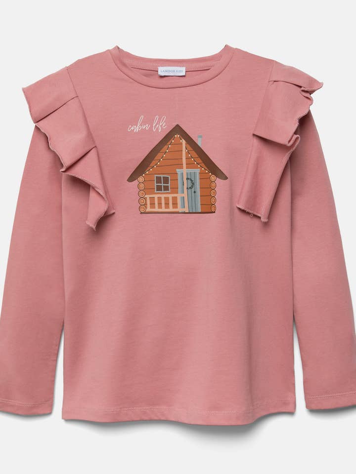 Printed T-Shirt With Ruffles (559178-54) for wholesale by Lanidor Kids