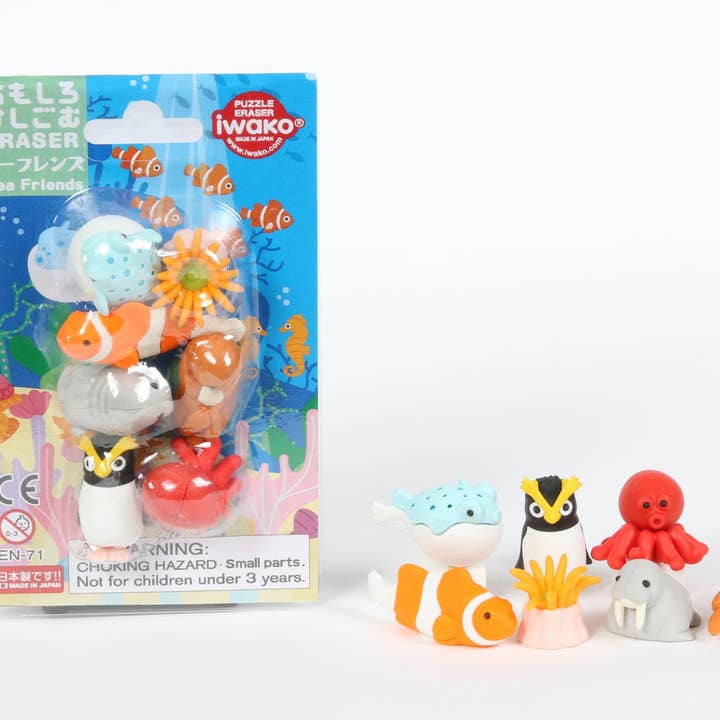 38313 Iwako Sea Friends Eraser Card for wholesale by BCmini
