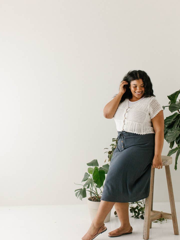 The Main Street Exchange - Wholesale Skirt - Women's - 'Courtney' Paper Bag Waist Cotton Gauze Skirt FINAL SALE13