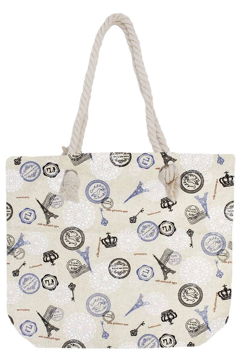 Cap Zone - Wholesale Draagtas - Dames - Paris Frankrijk Tapestry Strandtas met Iconische Landmarks5