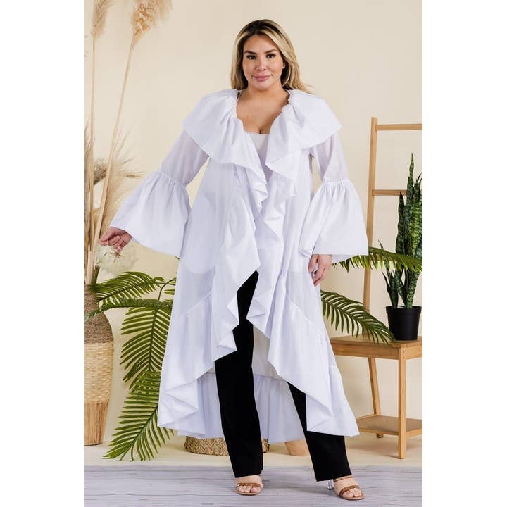 PLUS ONE SIZE RUFFLED DUSTER for wholesale by DORCAS