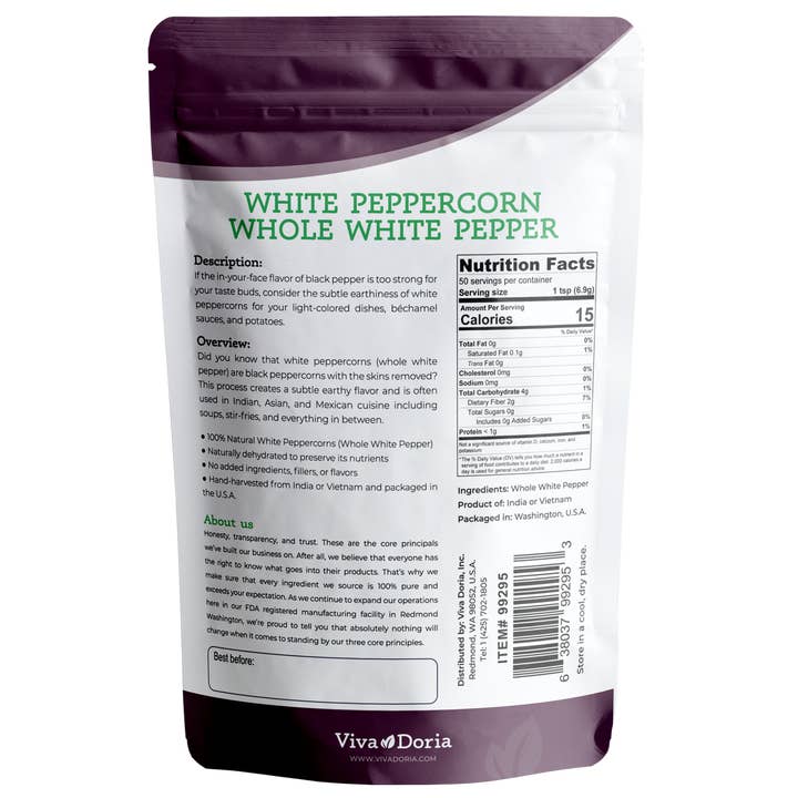 VIVA DORIA INC. - Wholesale Pepper/Peppercorns - White Peppercorn (Whole White Pepper) 12 oz1