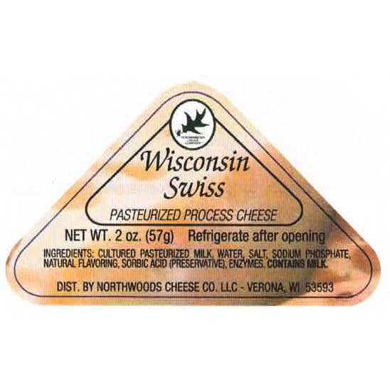 Northwoods Food and Gift Enterprises - Wholesale Cheese - 1039 2oz Northwoods Cheese Wisconsin Swiss Cheese Triangle