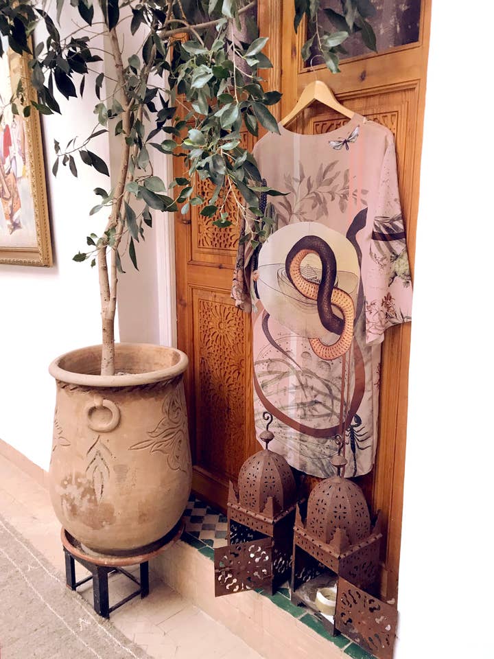 'Mirage' Silk Kimono Jacket in nude size L/XL for wholesale by Alice Acreman Silks