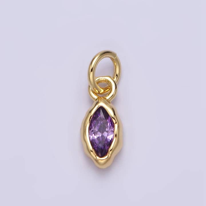 Aim Eternal - Wholesale Individual Charm/Pendant - 14K Gold Filled Molten Marquise Personalized Birth Month CZ Charm | AC-1378 - AC-13894