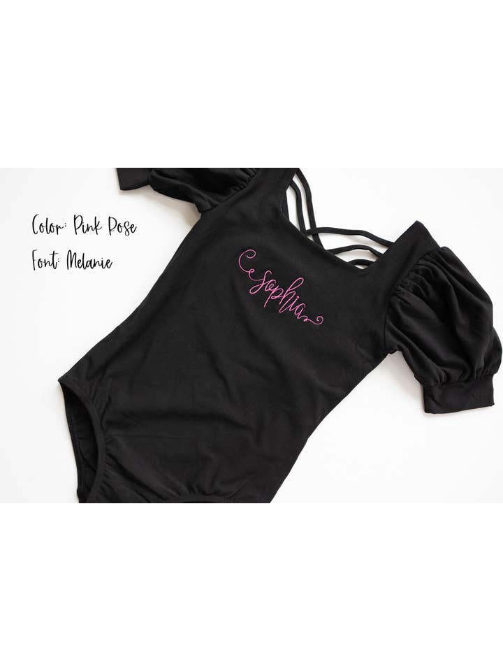 Cheeky Plum - Wholesale Leotard - Kids - Puff Sleeve Leotard - Black Magic1