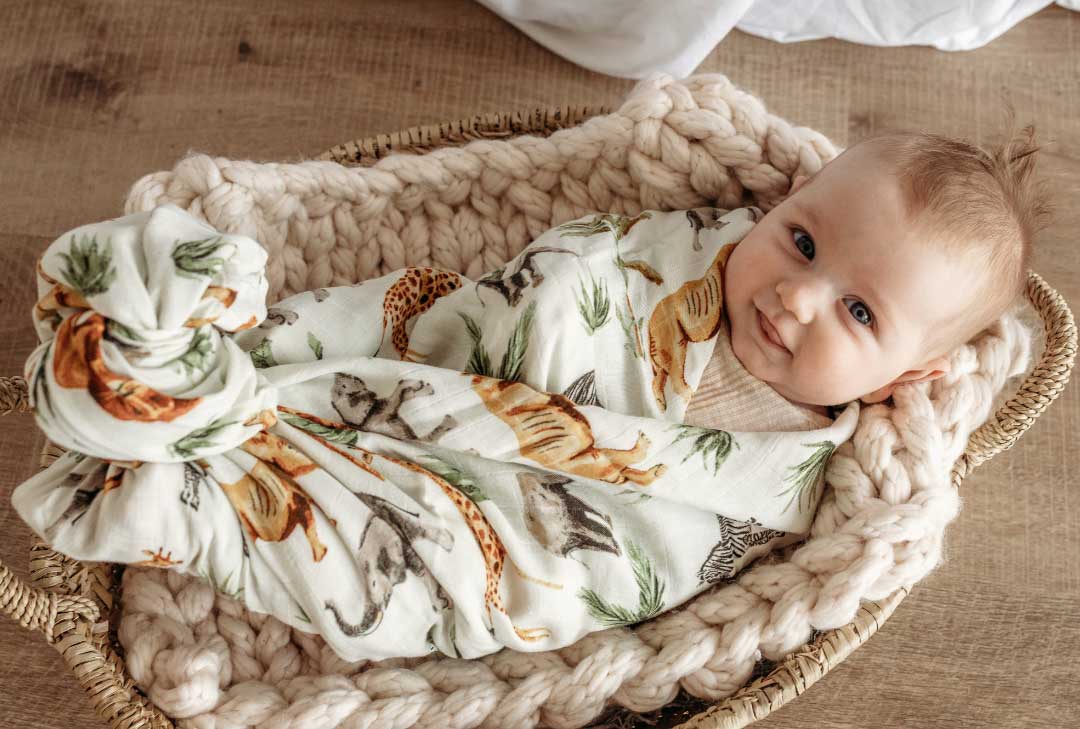 Dolly Lana - Wholesale Swaddle - Baby - Bamboo Muslin Swaddle - Safari2