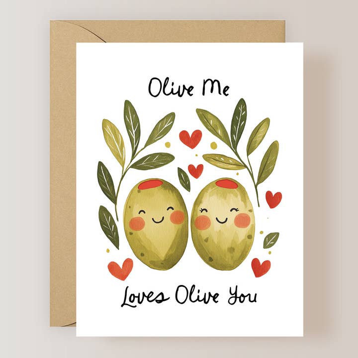 Olive Love Card for wholesale by Firefly Paper Studio, LLC