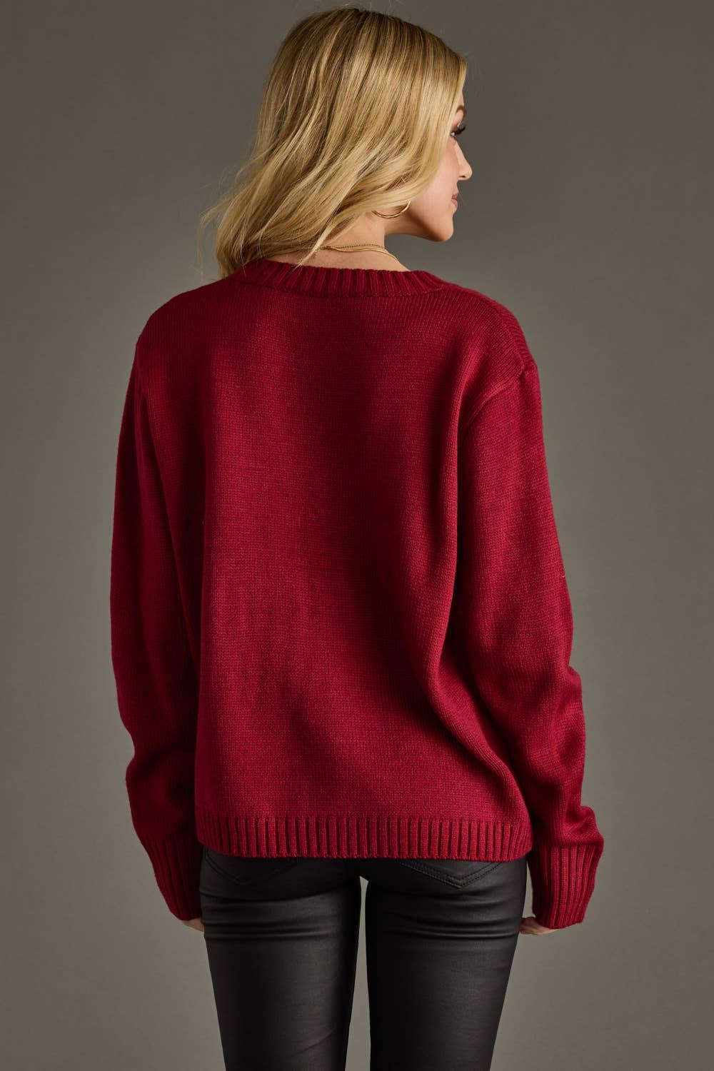 Panache Apparel Co. - Wholesale Knit Sweater - Women's - Maroon Game Day Sweater4