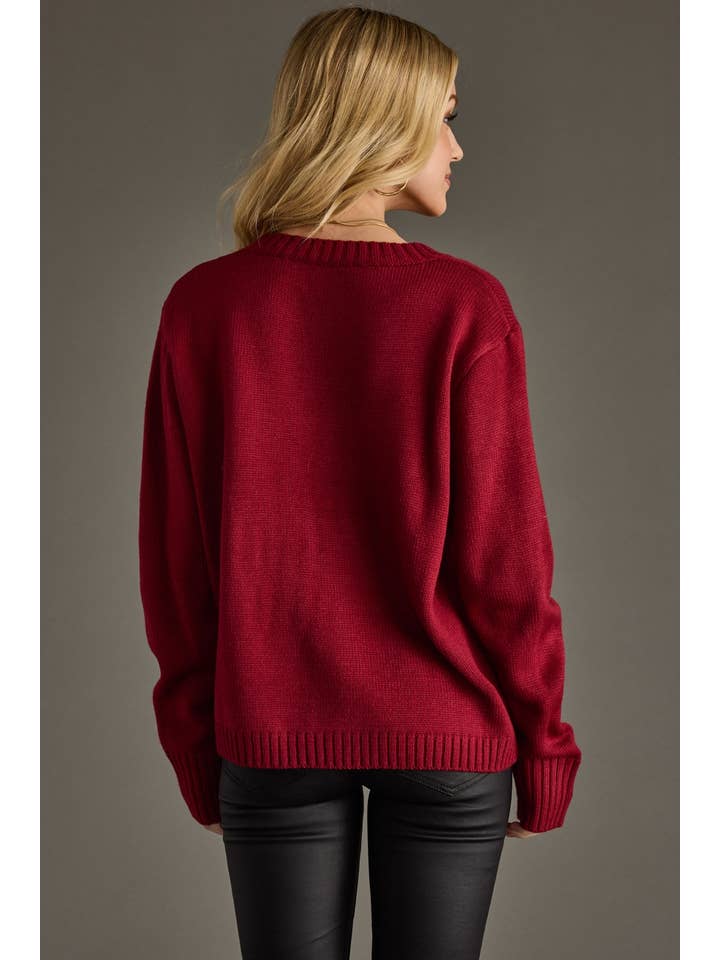 Panache Apparel Co. - Wholesale Knit Sweater - Women's - Maroon Game Day Sweater4