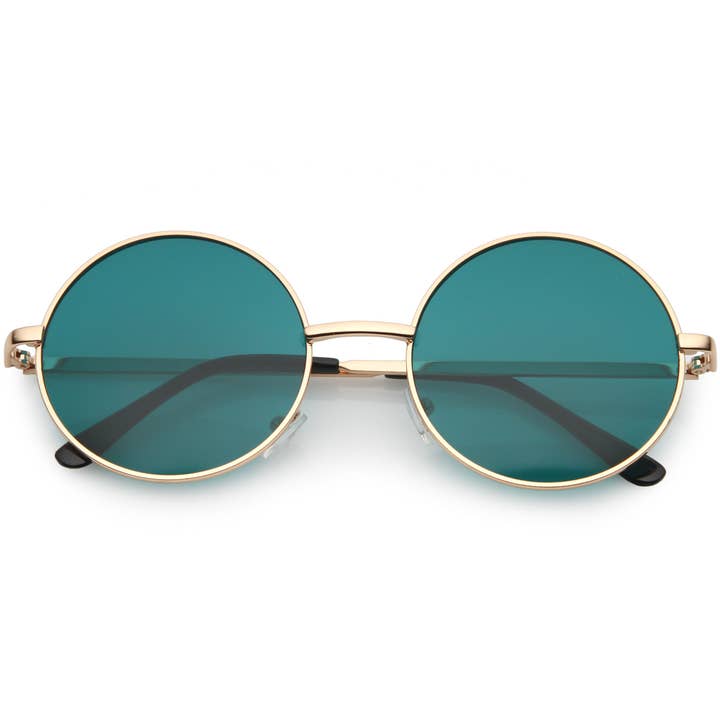 SPARE-SPECS, LLC - Wholesale Sunglasses - Women's - Retro Hippie Round Color Tone Metal Sunglasses 98928