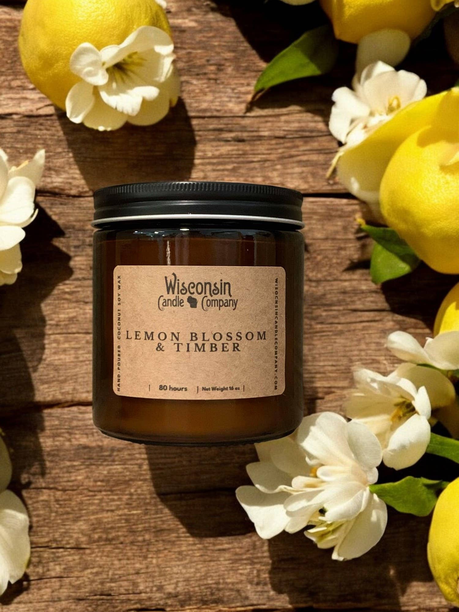 Wisconsin Candle Company - Vente Bougie en bocal - Fleur de Citronnier & Bois0