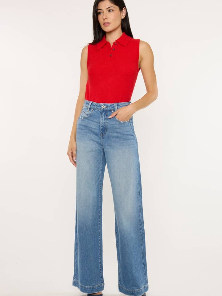 ULTRA HIGH RISE A-LINE WIDE LEG TROUSER-KC2621MD for wholesale by Kan Can USA