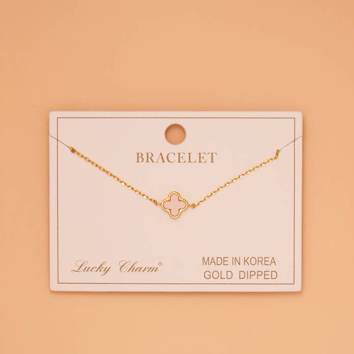 SP Sophia Collection - Wholesale Charm/Dangle Bracelet - Epoxy Filled Quatrefoil Clover Charm Bracelet 2