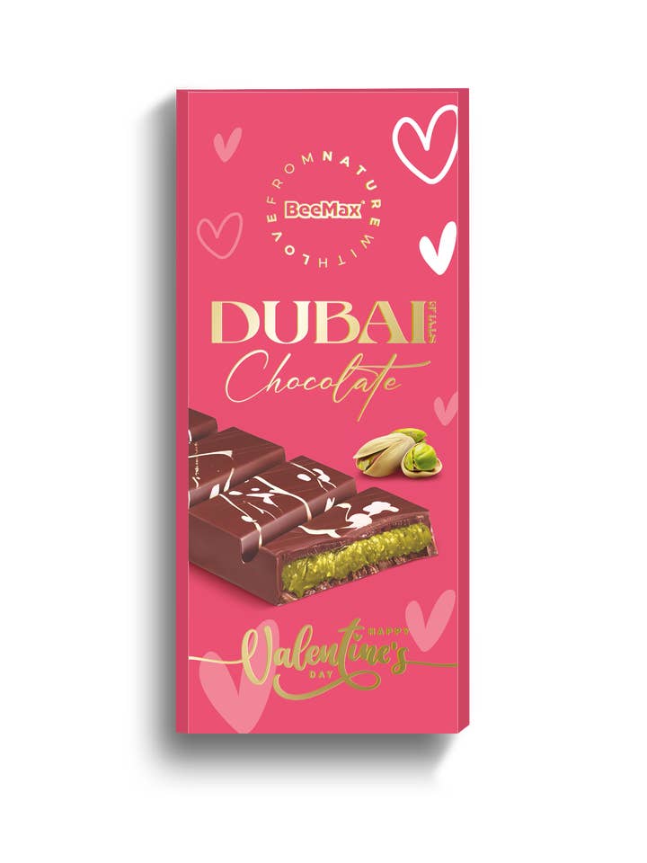 Beemax Dubai Chocolate VALENTINE Series PINK Design 3.36oz for wholesale by Beemax