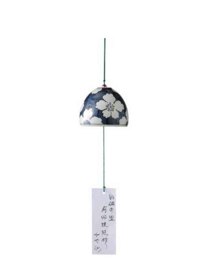 Arita Porcelain Wind Chime Deep Floral Design | Hand-Painted for wholesale by 「FUNJI」In Japan